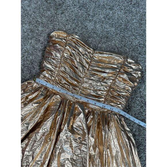 NWT ANIYE BY Malu Mini Dress Strapless Metallic Gold Womens M Circle Skirt Party - Picture 12 of 16